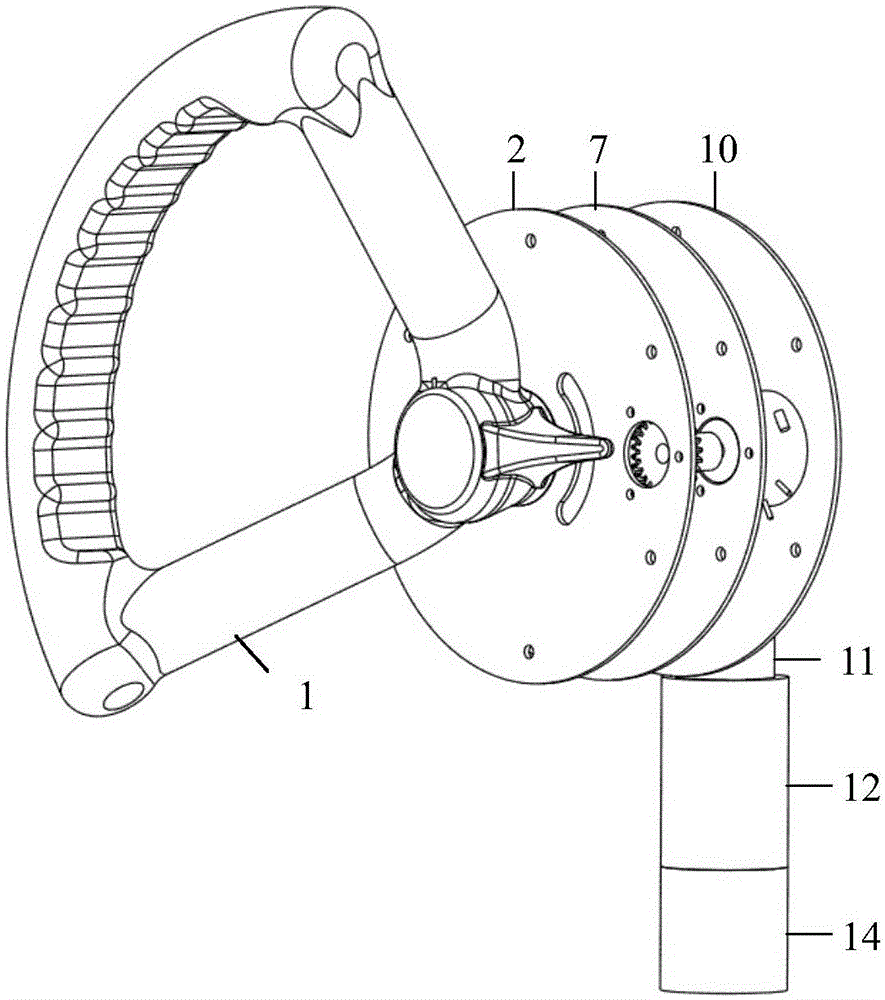 Simulated airplane turning handwheel operation device