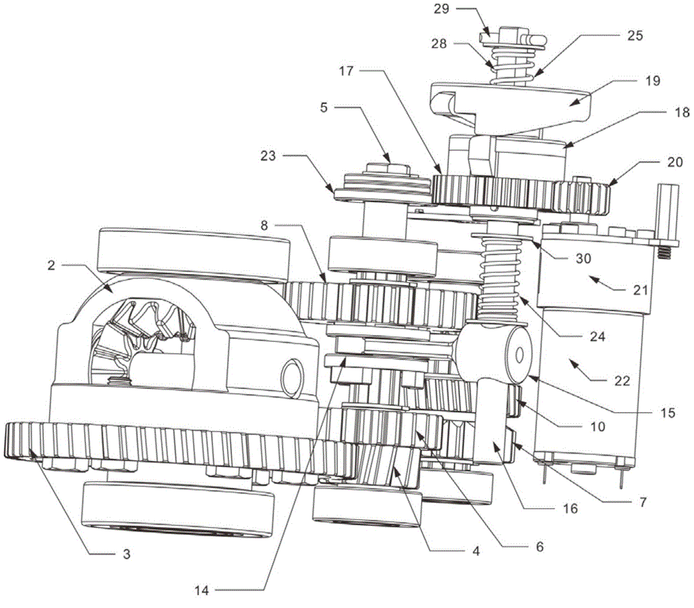 Gear shifting device of two-gear transmission of electric vehicle