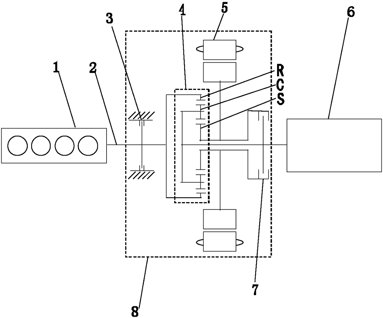 Automobile gas-electric hybrid power gearbox