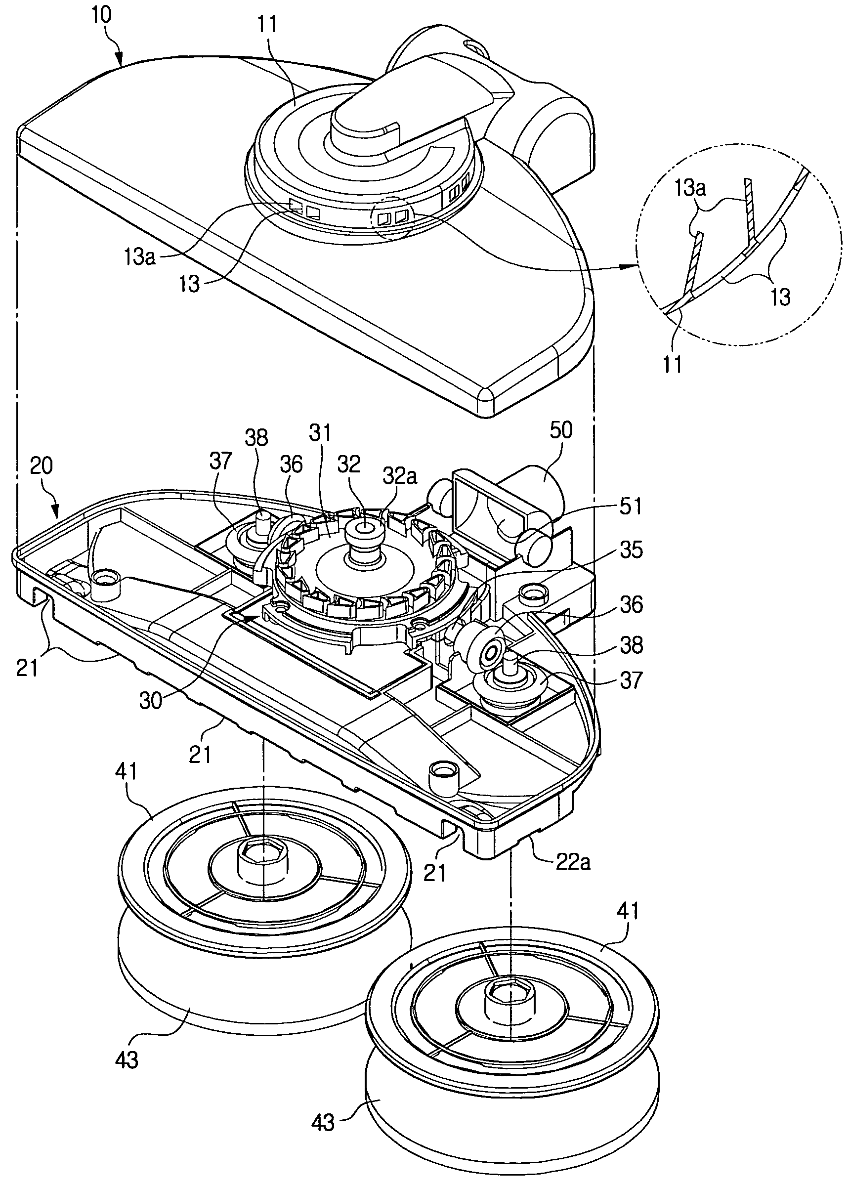 Floorcloth attached suction brush for vacuum cleaner