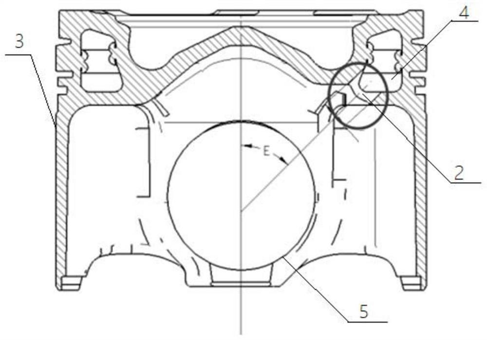 Oil inlet and outlet hole of inner cooling oil channel of steel piston