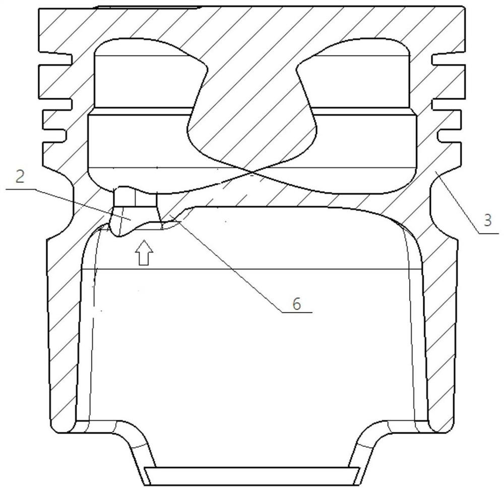 Oil inlet and outlet hole of inner cooling oil channel of steel piston