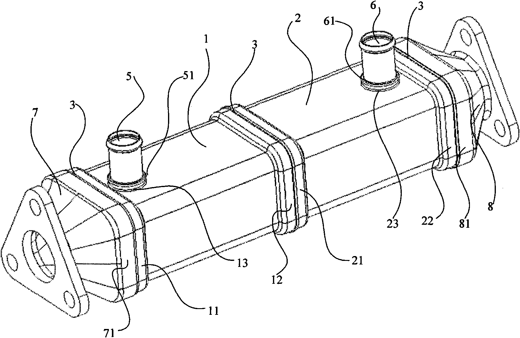 Exhaust gas recirculation cooler for medium and heavy-duty vehicle with ridge ring