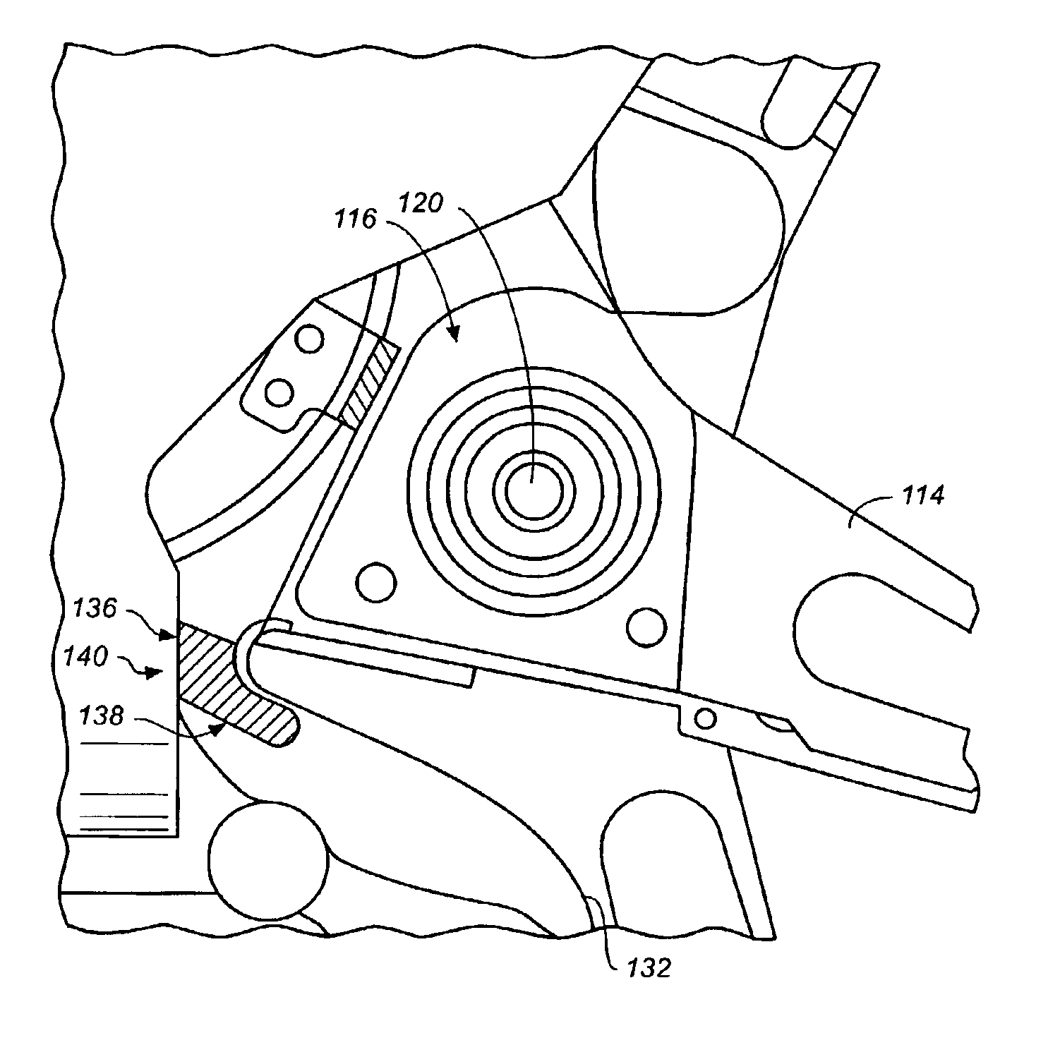 Contacting point damping method between flex circuit and pivot housing