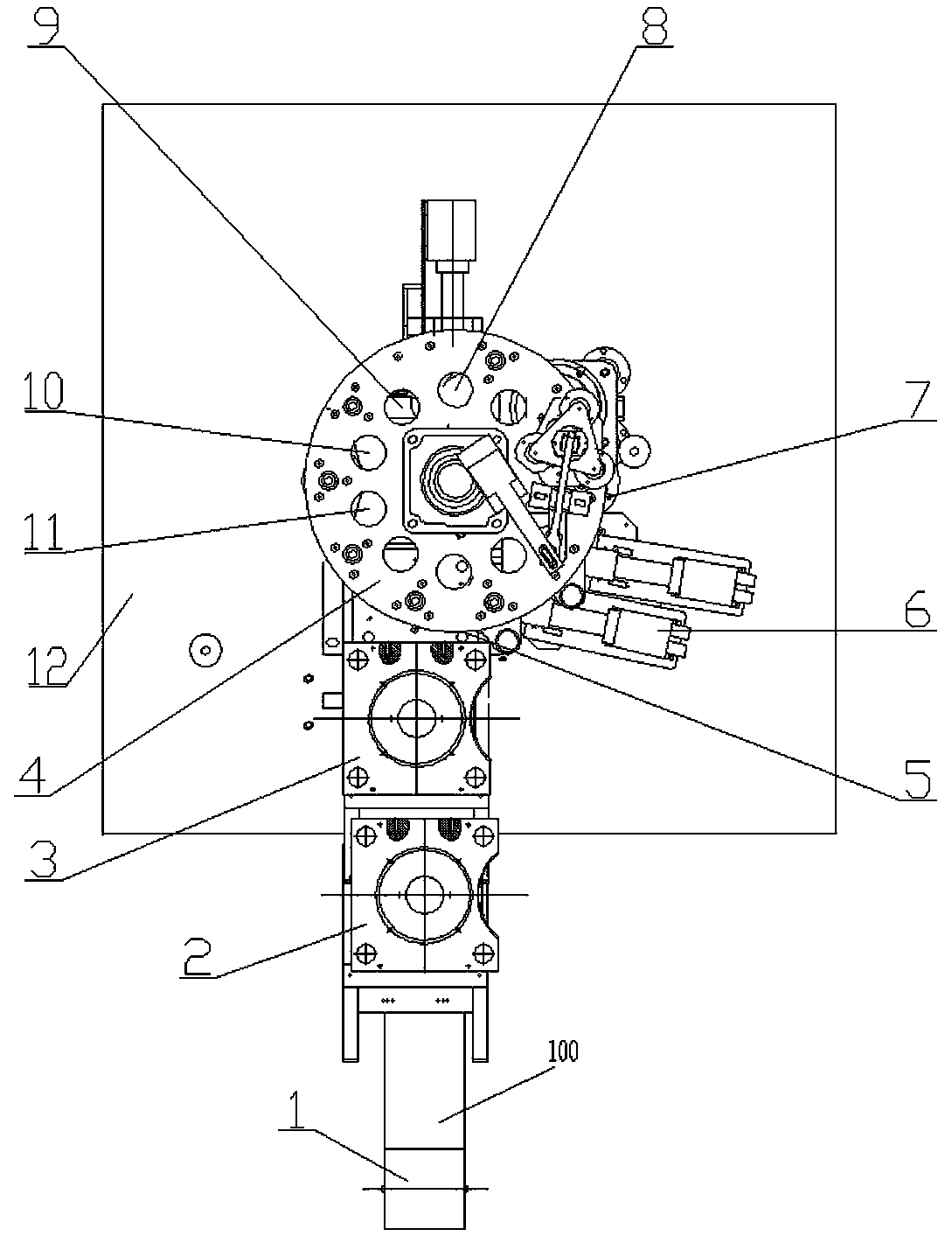 Paper cup cover forming machine station layout structure