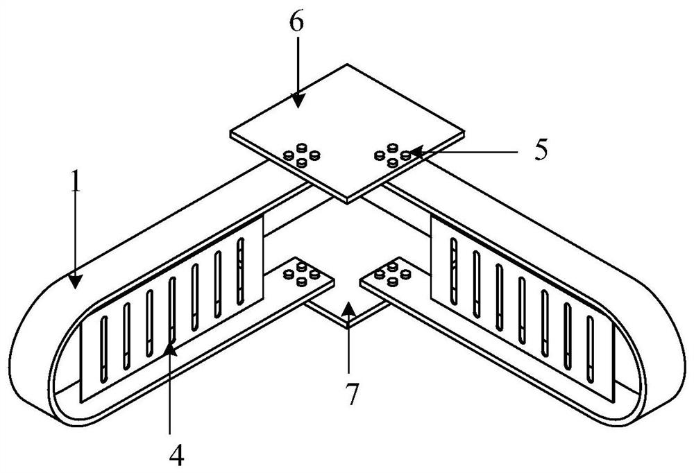 A U-shaped belt damper with corrugated open vertical seam steel plate suitable for side columns