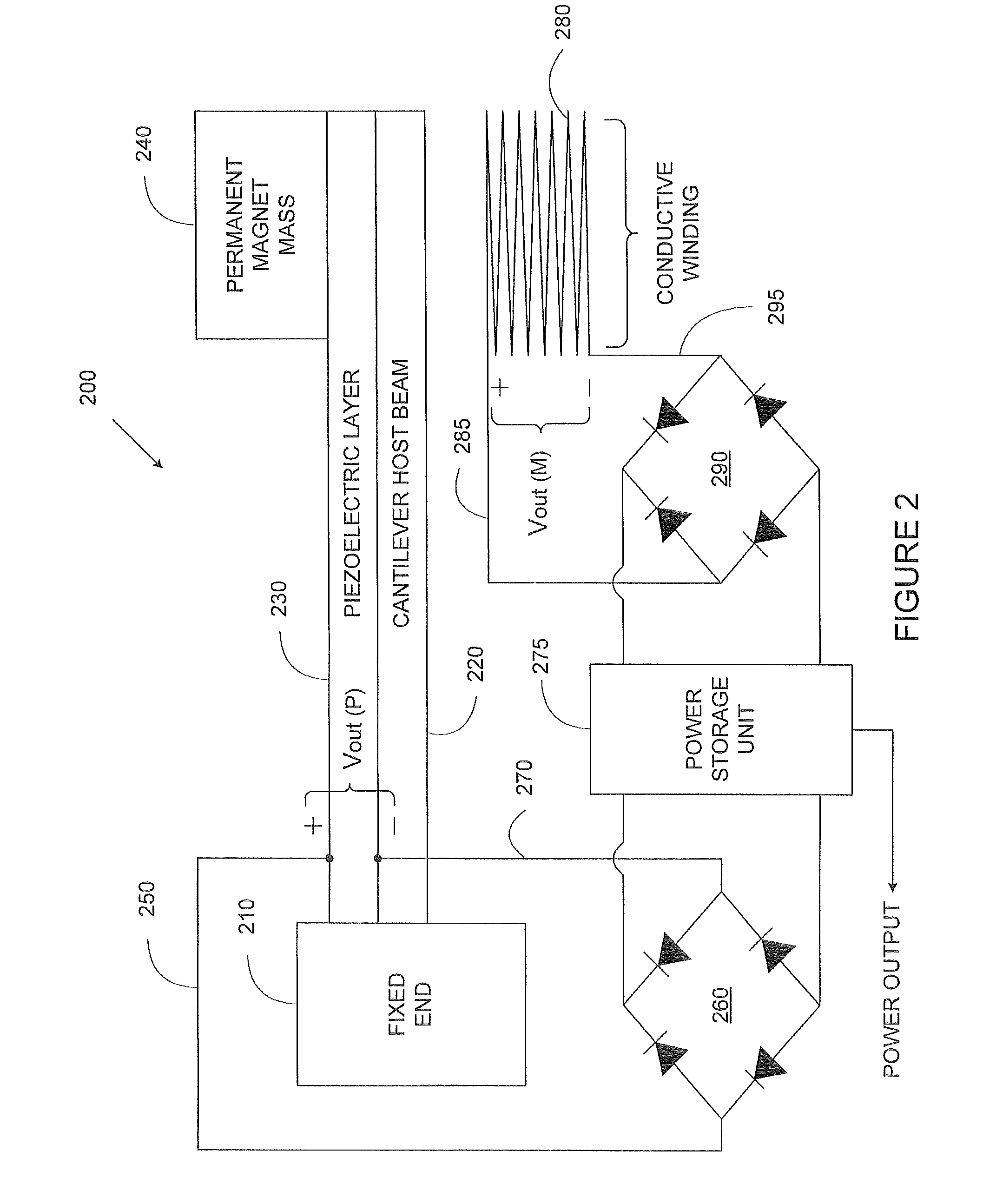 System and method for providing a piezoelectric electromagnetic hybrid vibrating energy harvester