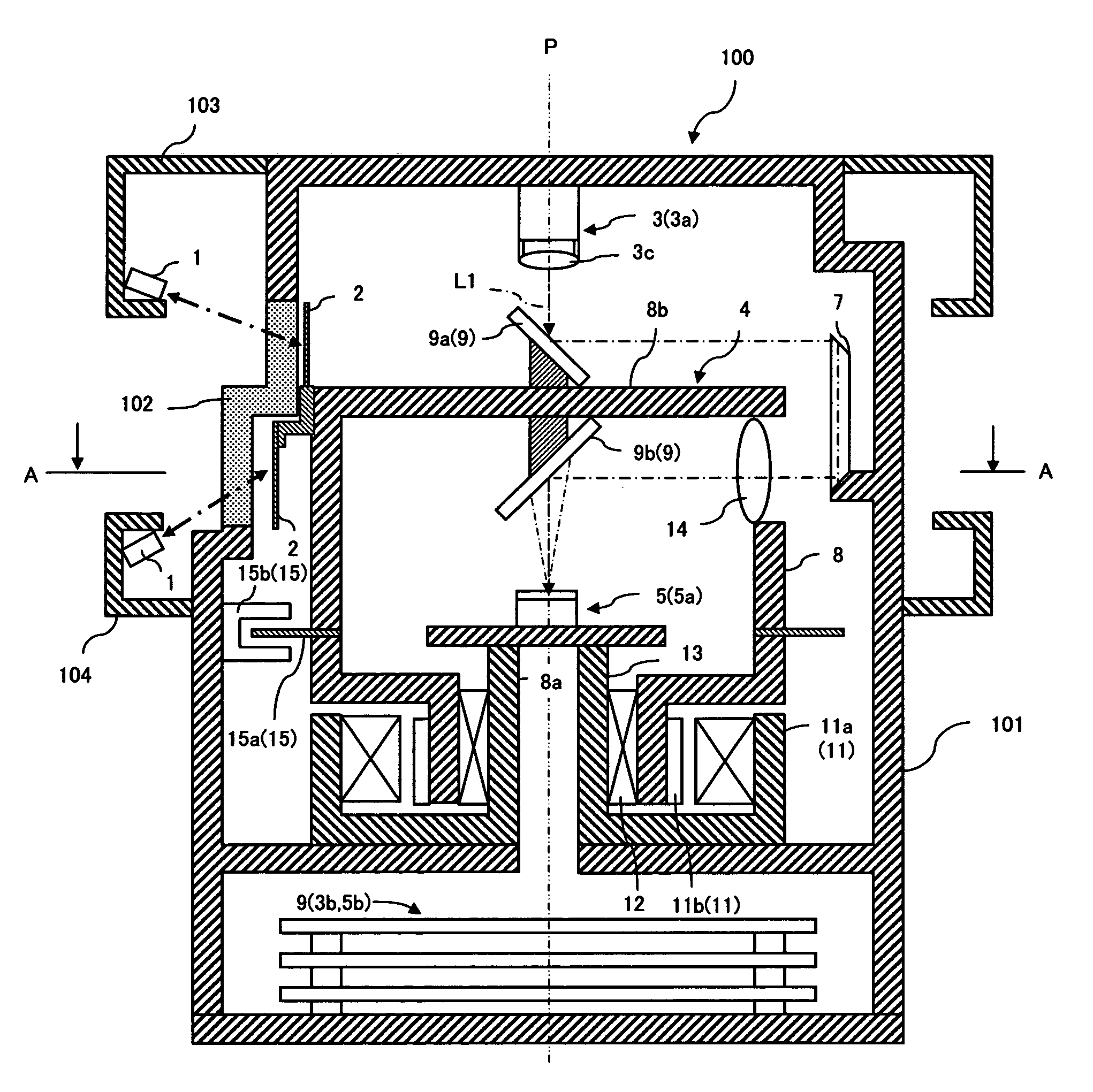 Optical window contamination detecting device for optical apparatus