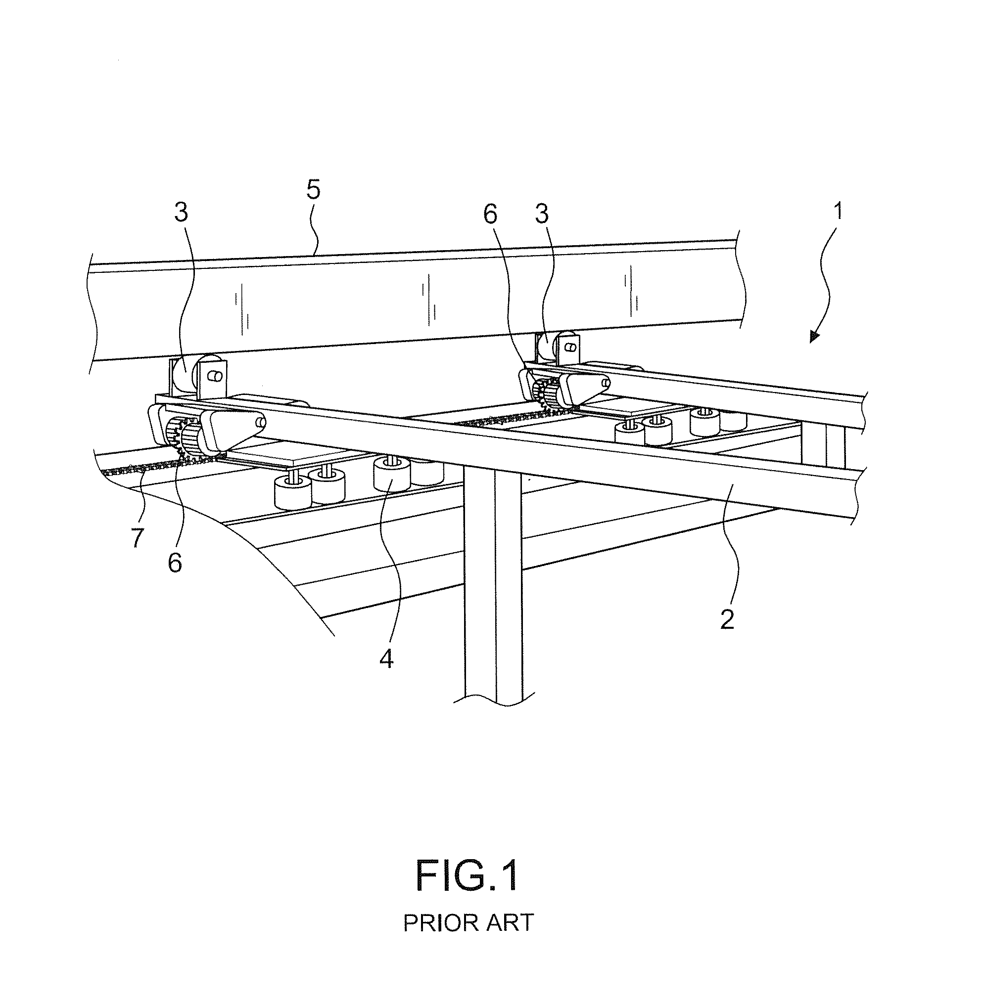 Hanger frames transportation device with gearing