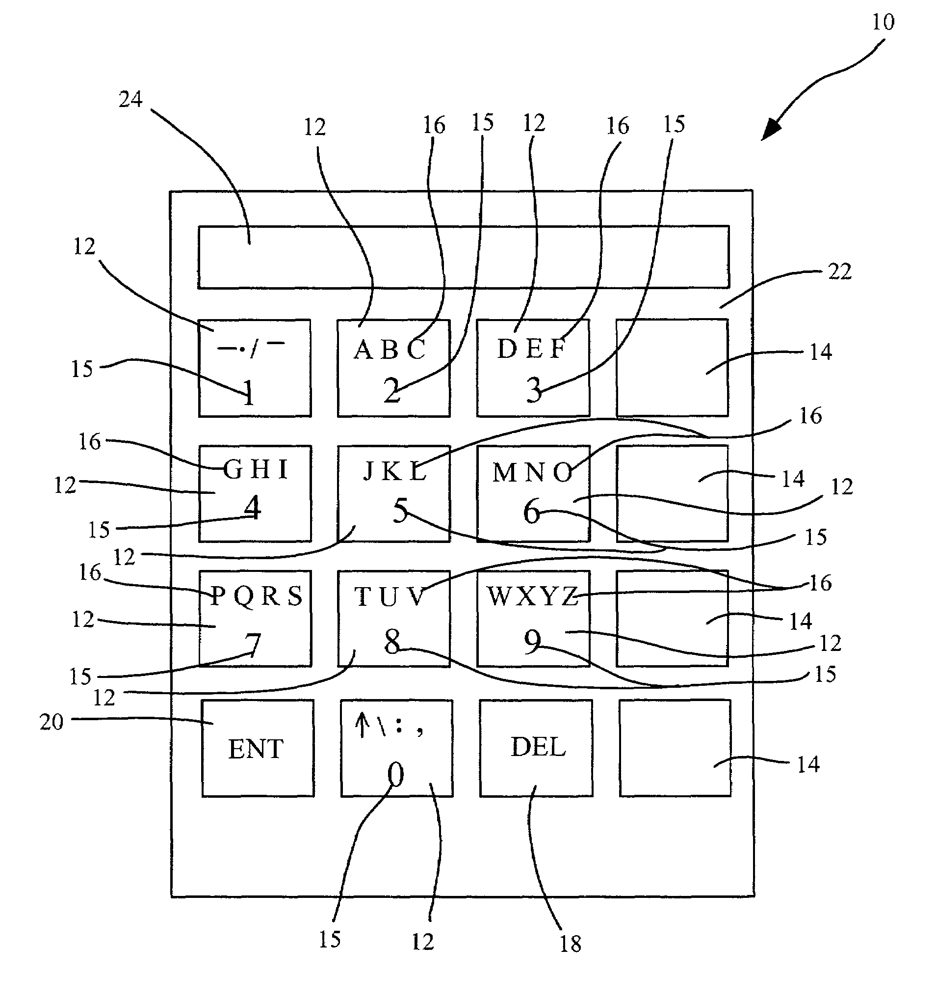 Alphanumeric keypad and display system and method