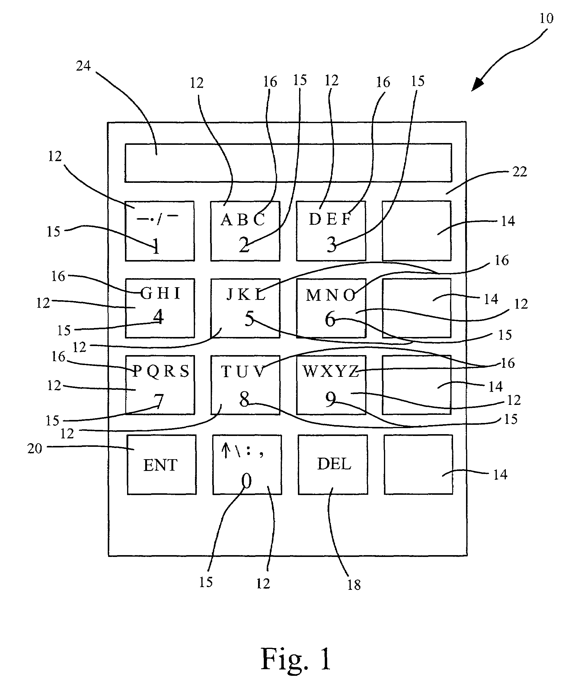 Alphanumeric keypad and display system and method