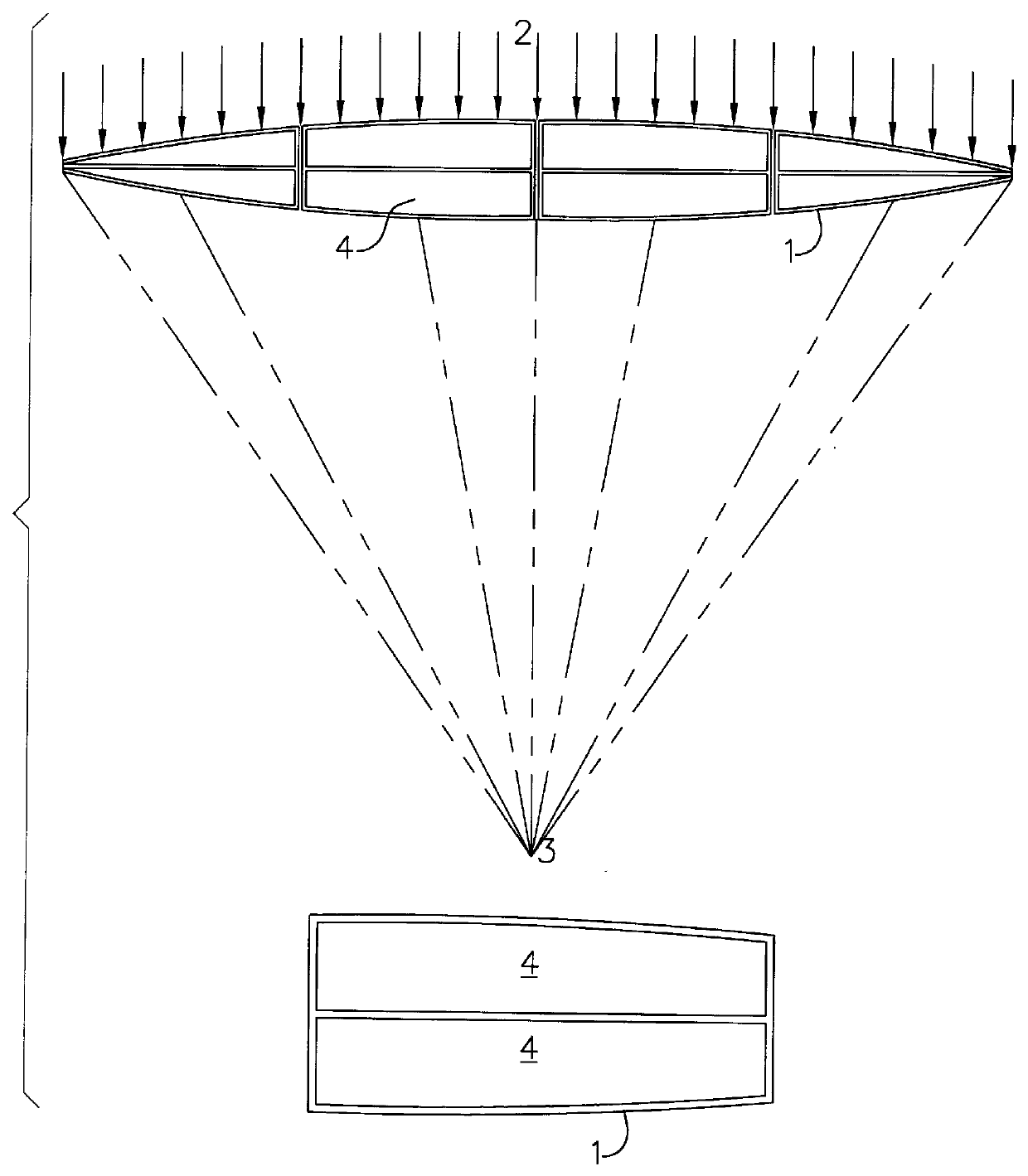 Liquid modular lens for condensing solar energy