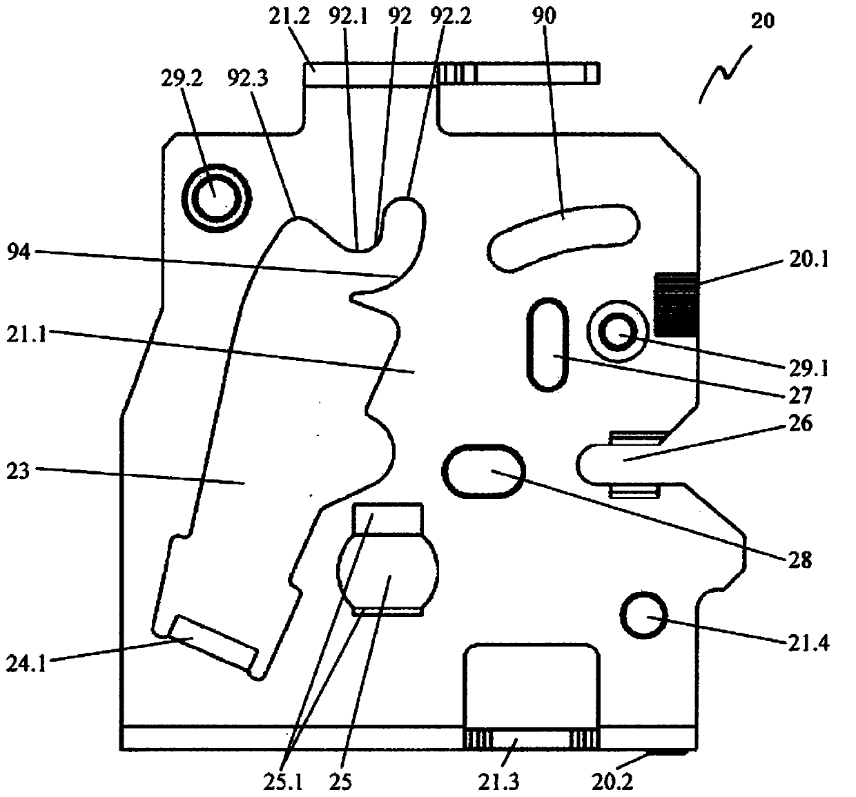 Holding device for a front panel of a drawer