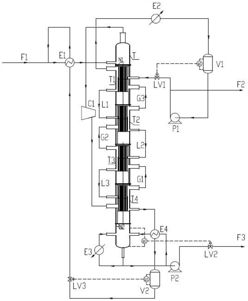 A new type of internal energy integrated rectification column system supporting device and method