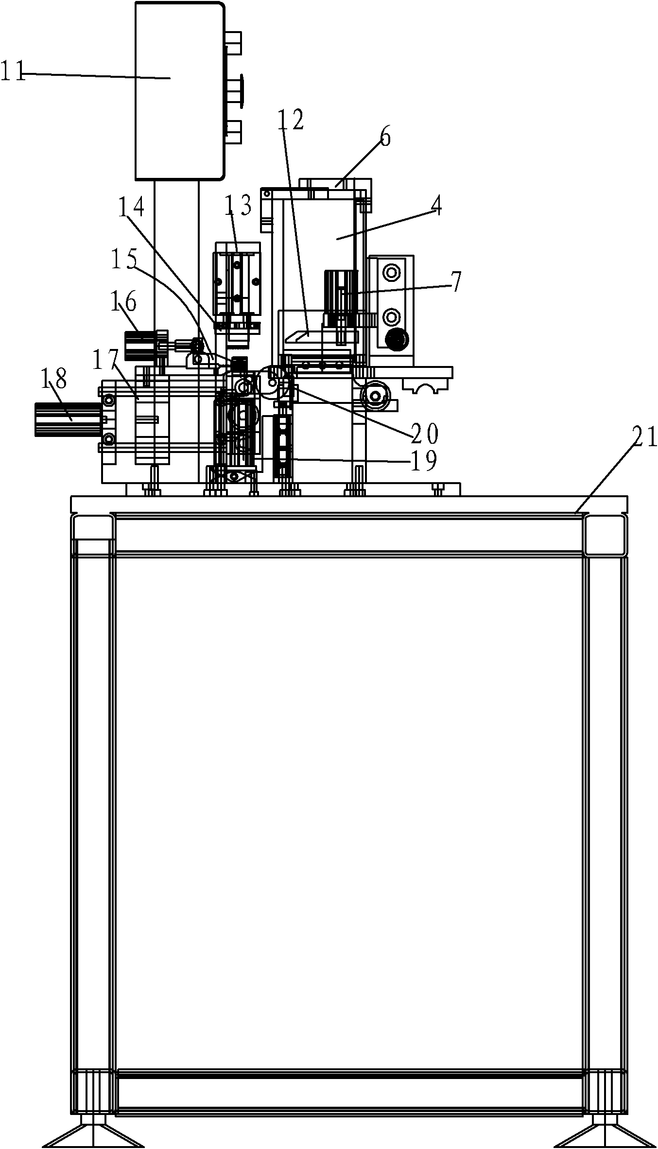 Automatic encapsulating machine for bottoms of square lithium-ion battery cells