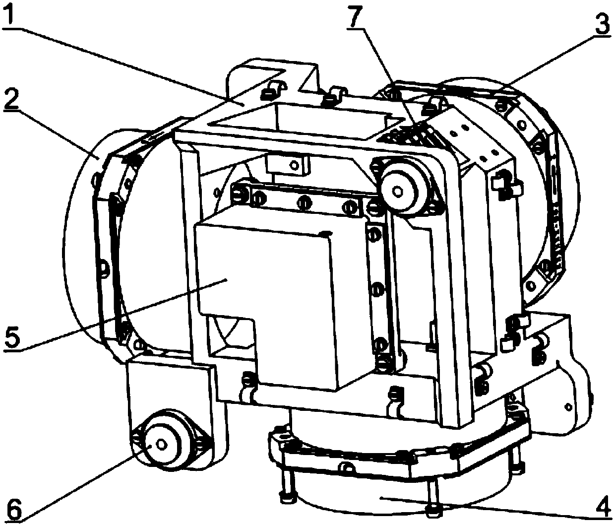 Fiber-optic gyroscope inertial measurement spatial four-point vibration damping system