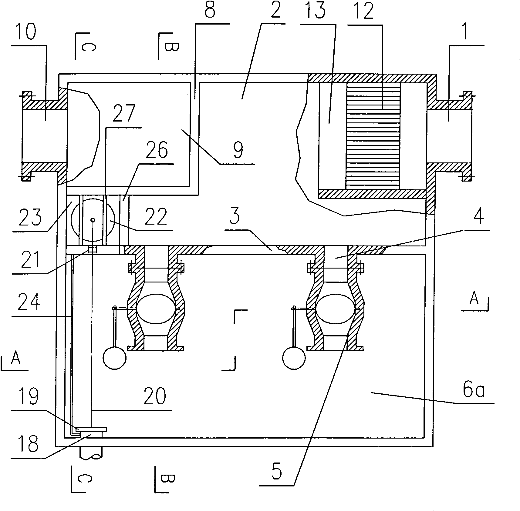 Initial stage rain water flow discharging device