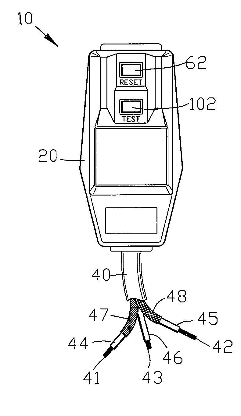 Leakage current detection and interruption circuit with improved shield