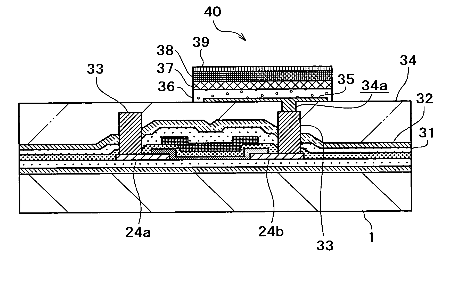 Thin film transistor and method for production thereof