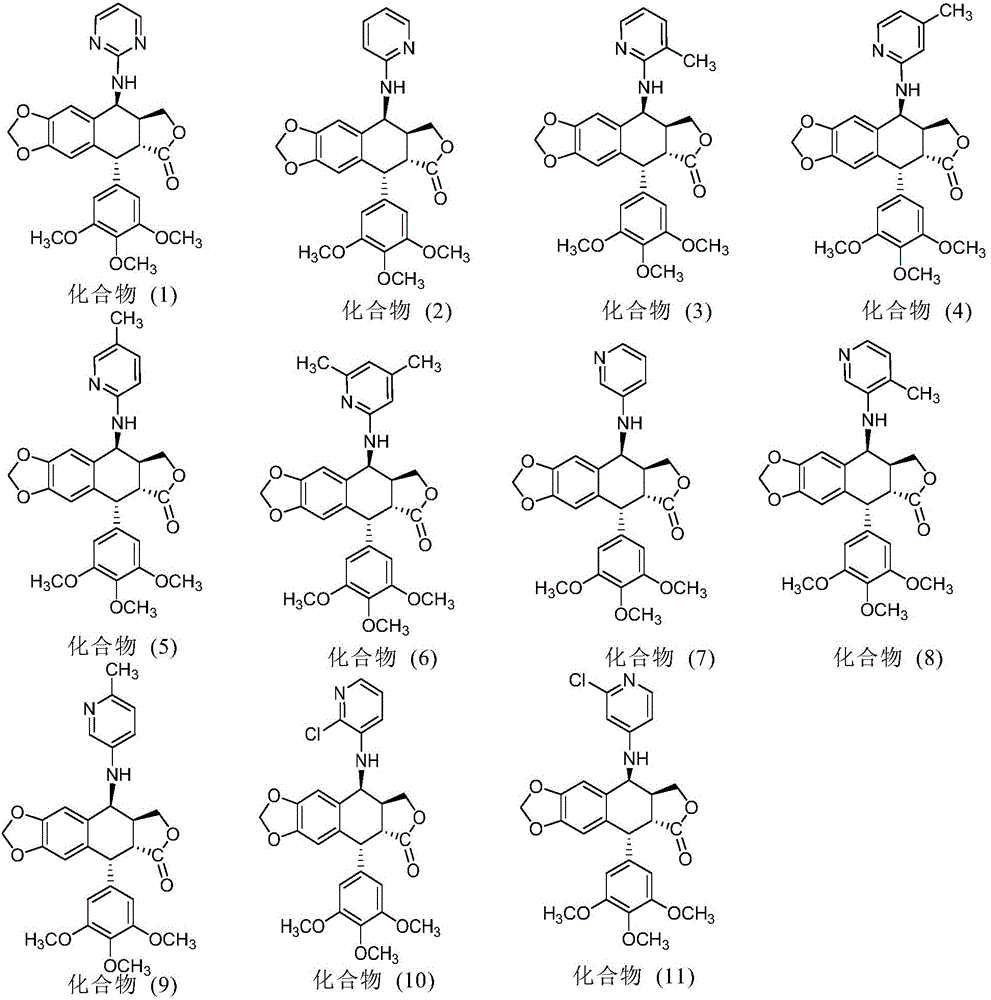 Nitrogen-substituted podophyllotoxin derivative with anti-tumor activity and preparation method and use thereof