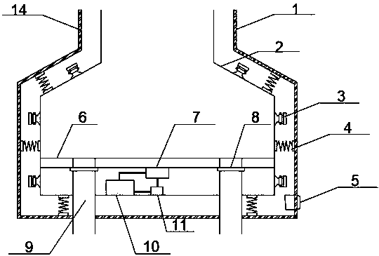 Device for concrete production weighing bin adhering prevention