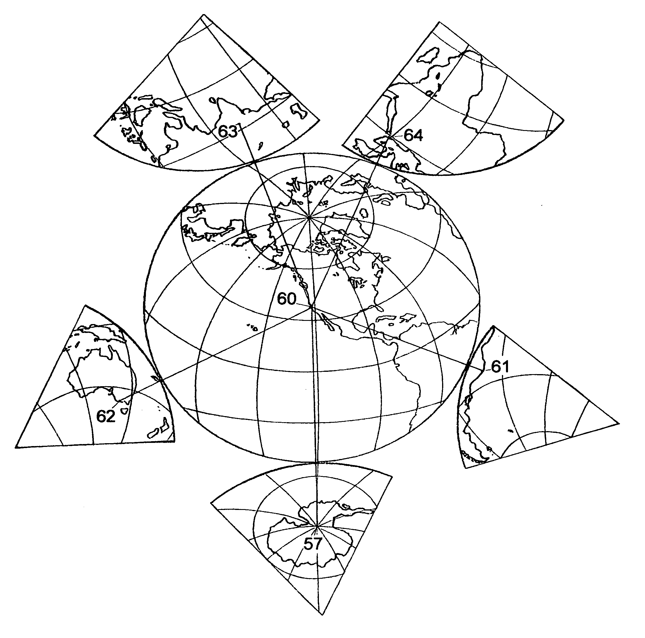 Map in azimuthal equidistant hemispheric projection with reduced distortion