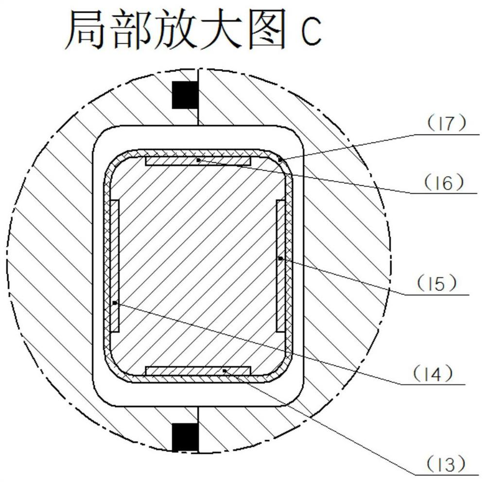 A small diameter, long size non-equal thickness and thin rectangular pipe fittings forming tooling and method