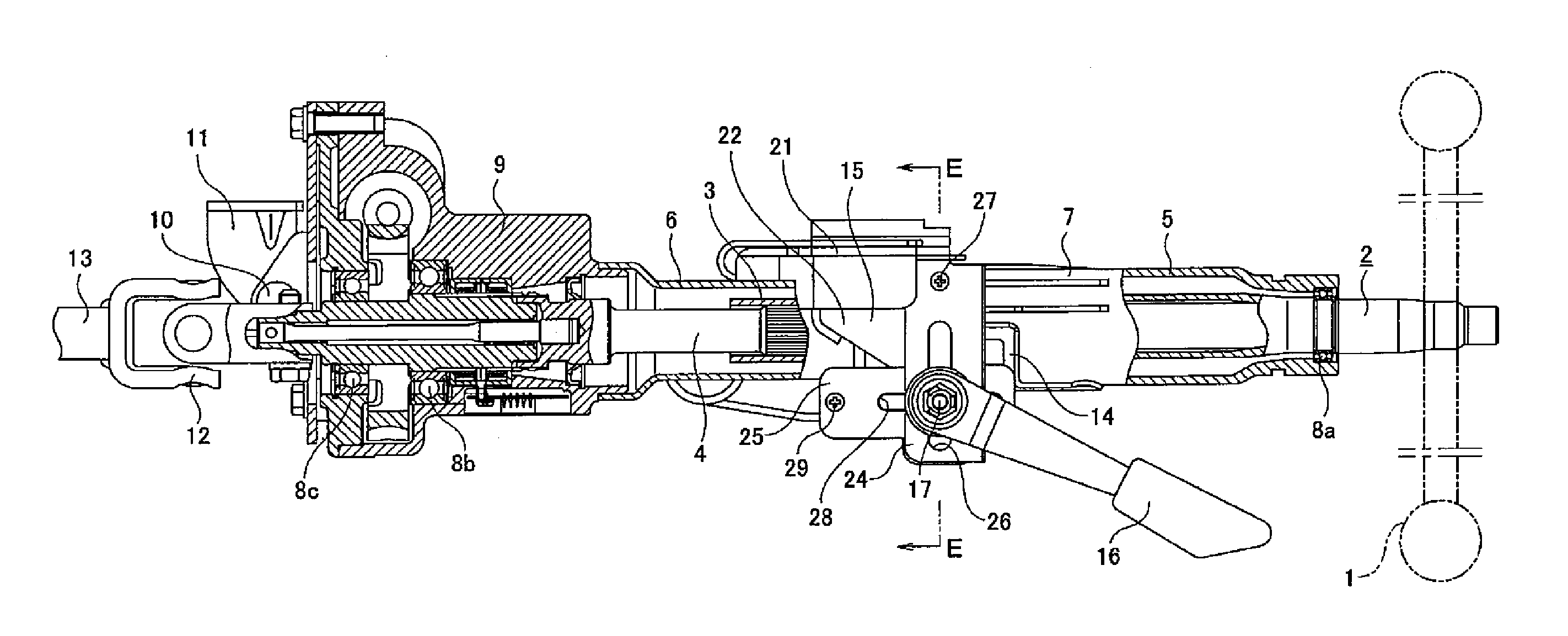 Position adjusting device for steering wheel