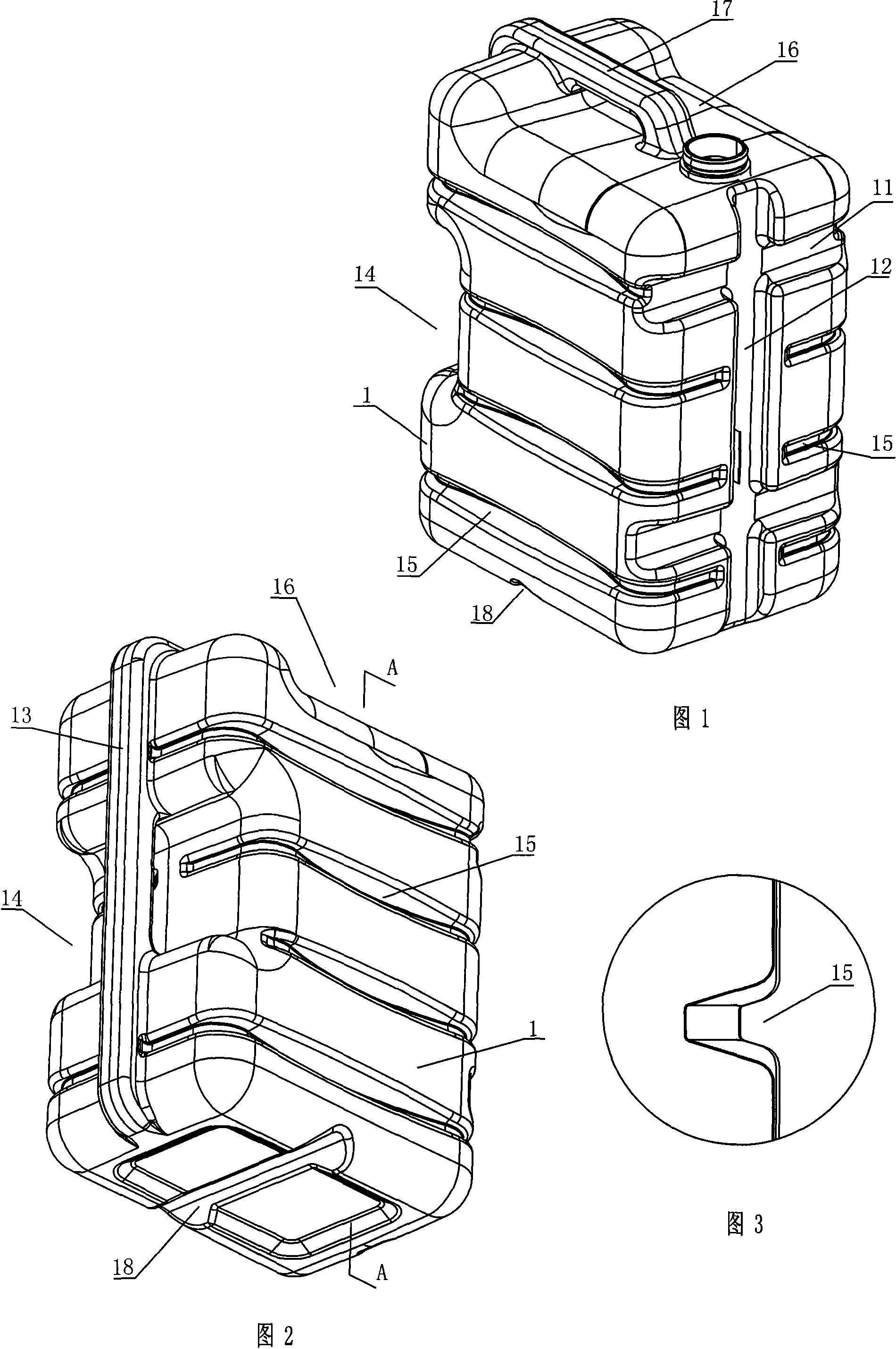 Bottle body capable of being placed by overlapping