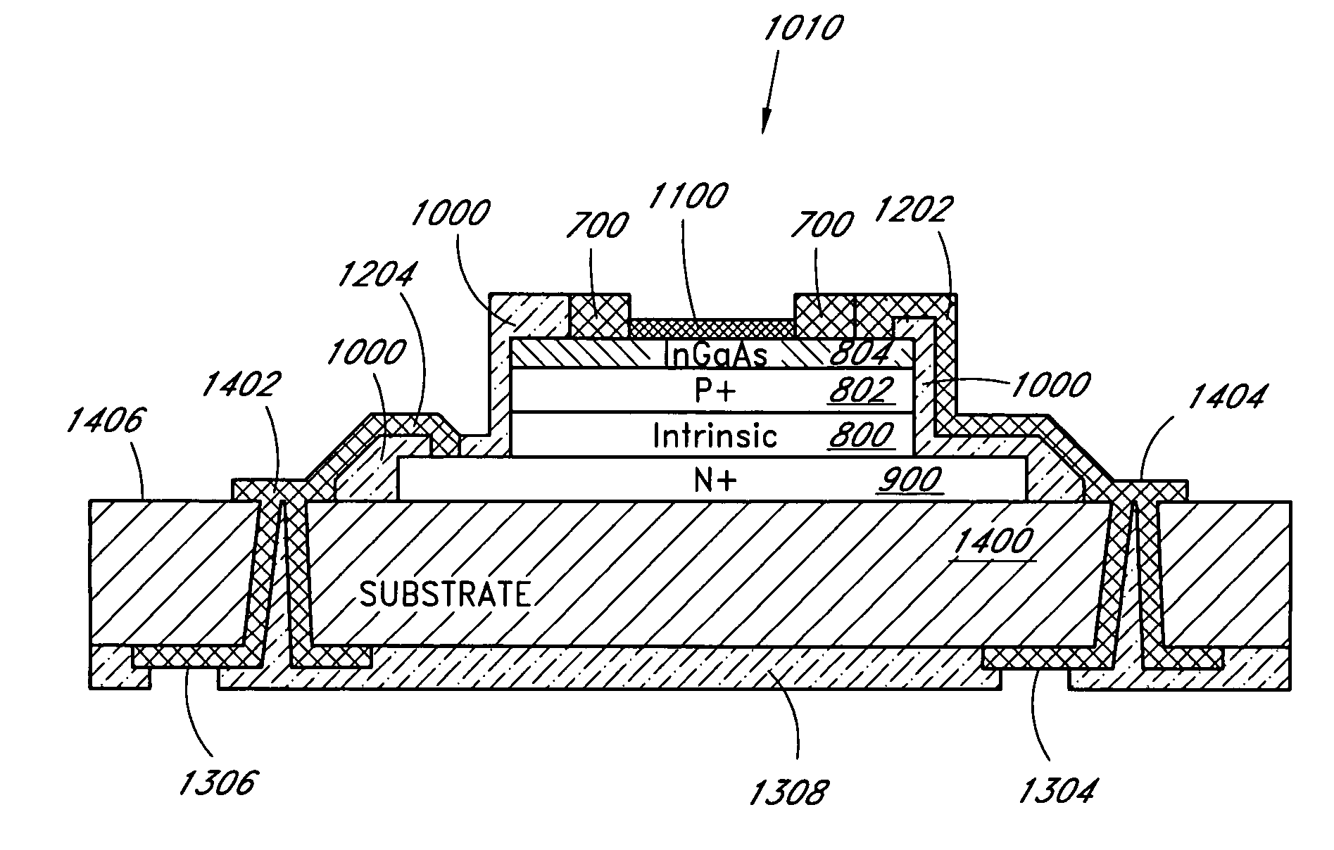 Front side illuminated photodiode with backside bump