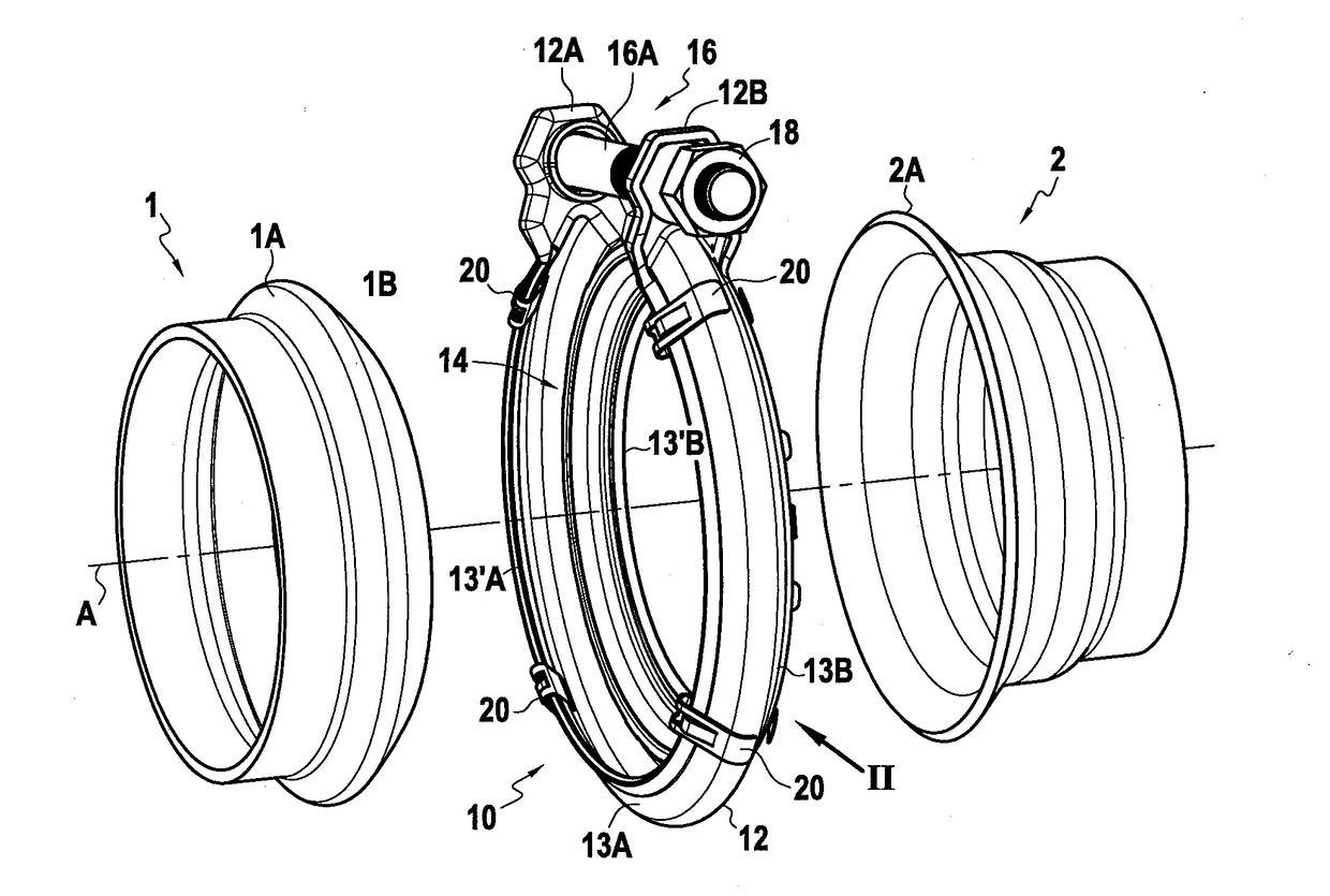 Clamping system comprising a collar and individual pre-attachment clips