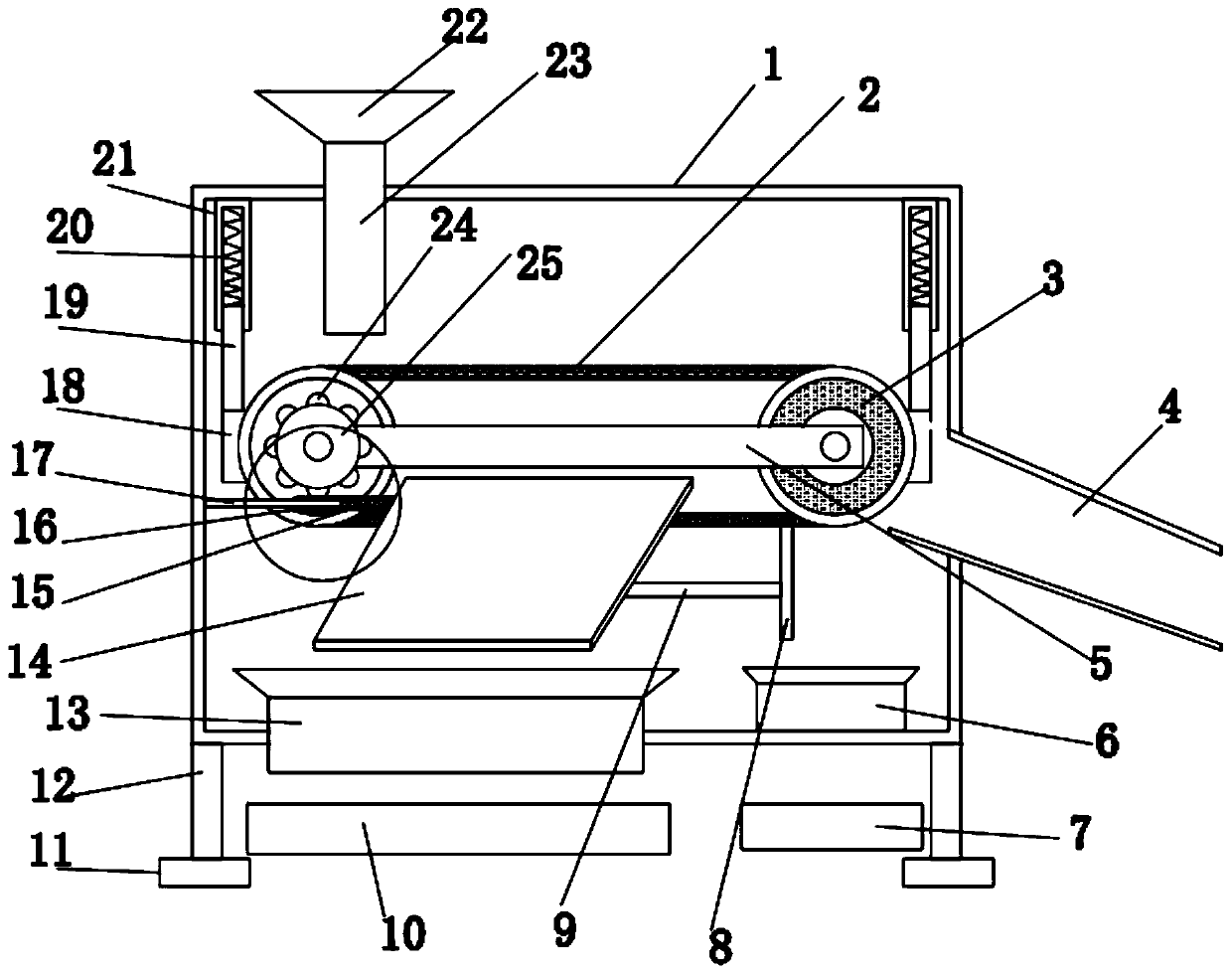 Integrated sorting and recycling device for construction wastes