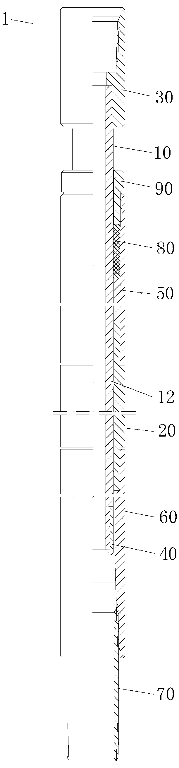 A telescopic adjustment pipe and a water-mixed pipe string having the telescopic adjustment pipe