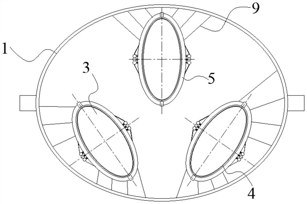 Dry-type transformer with oval iron cores