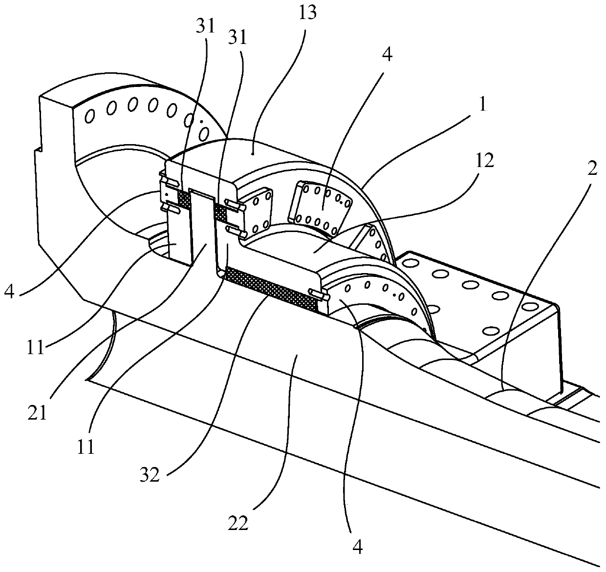 Sliding main bearing transmission chain and doubly-fed wind turbine including same