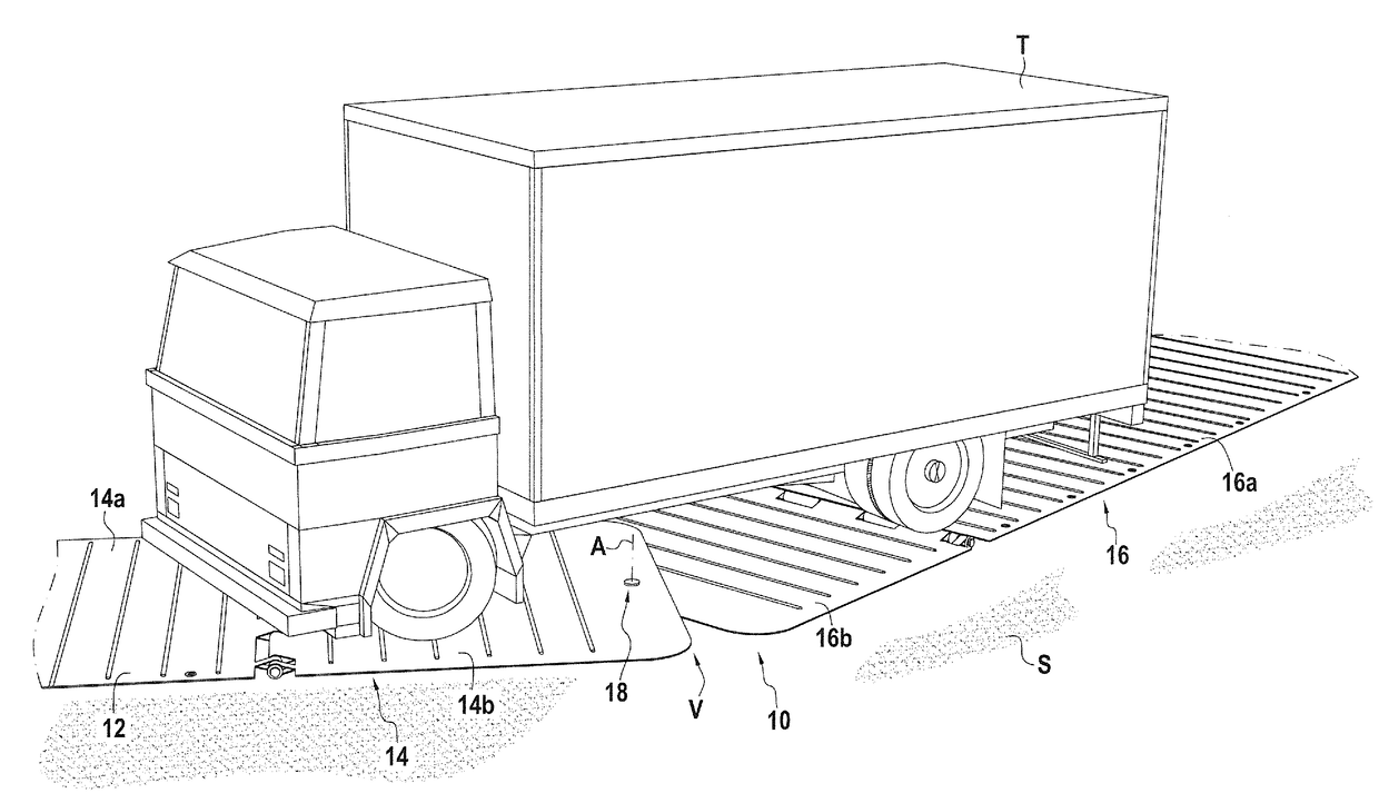 Roadway track with vertical pivot joint