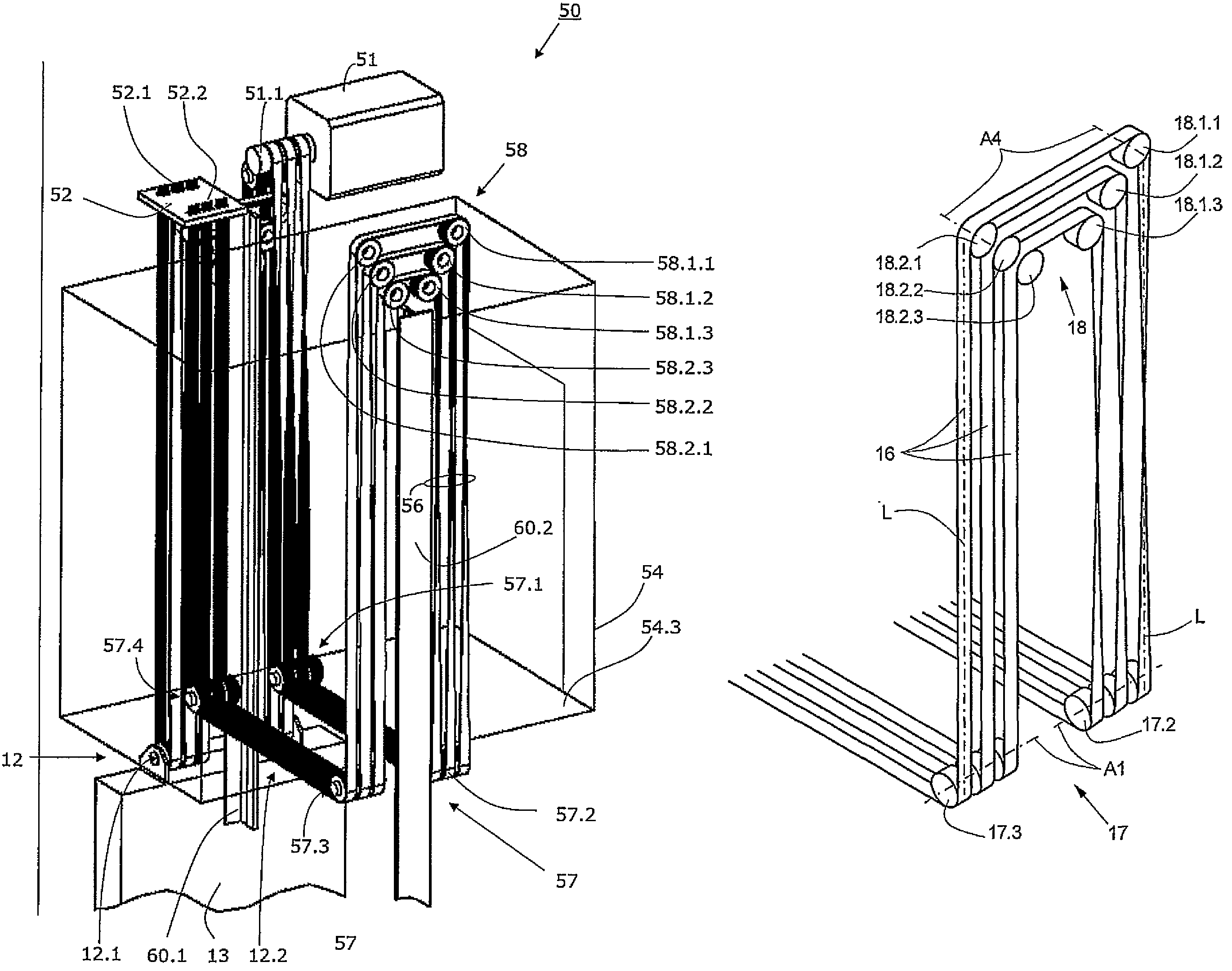 Elevator and pulley assembly for use in an elevator