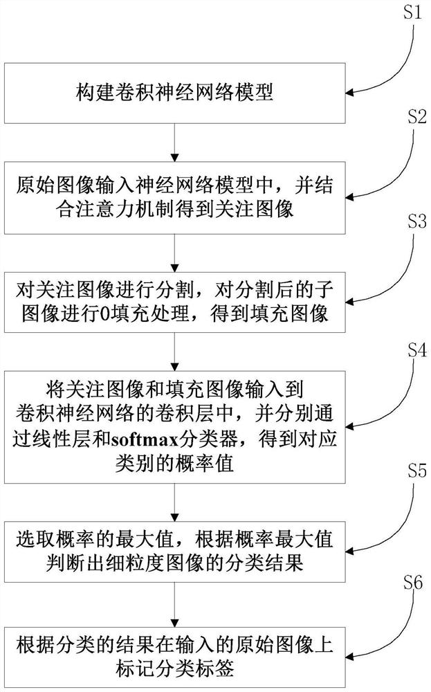 Fine-grained image classification method and system based on attention mechanism and cut-and-fill