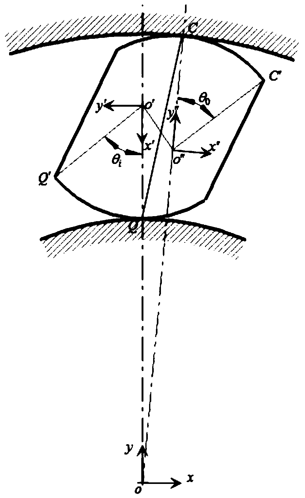 Wedge block structure of arc-shaped surface inclined strut clutch and calculation method thereof