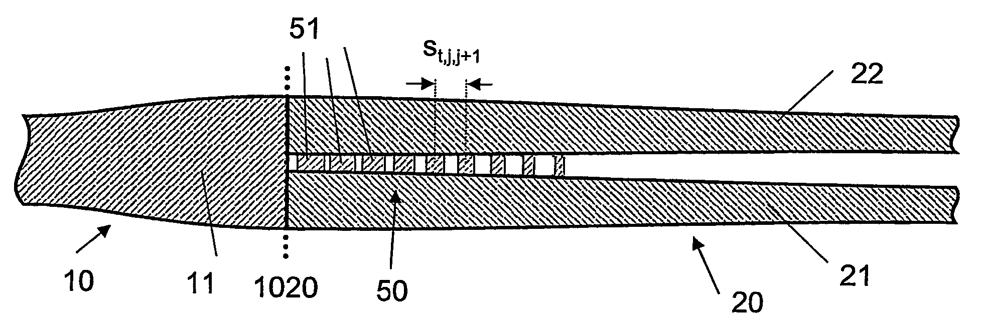 Integrated optics spot size converter and manufacturing method