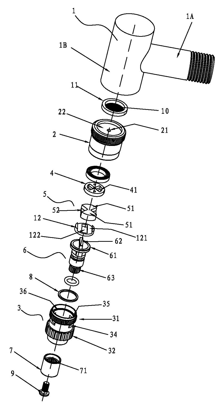 Fungi-proofing water-saving water outlet machine