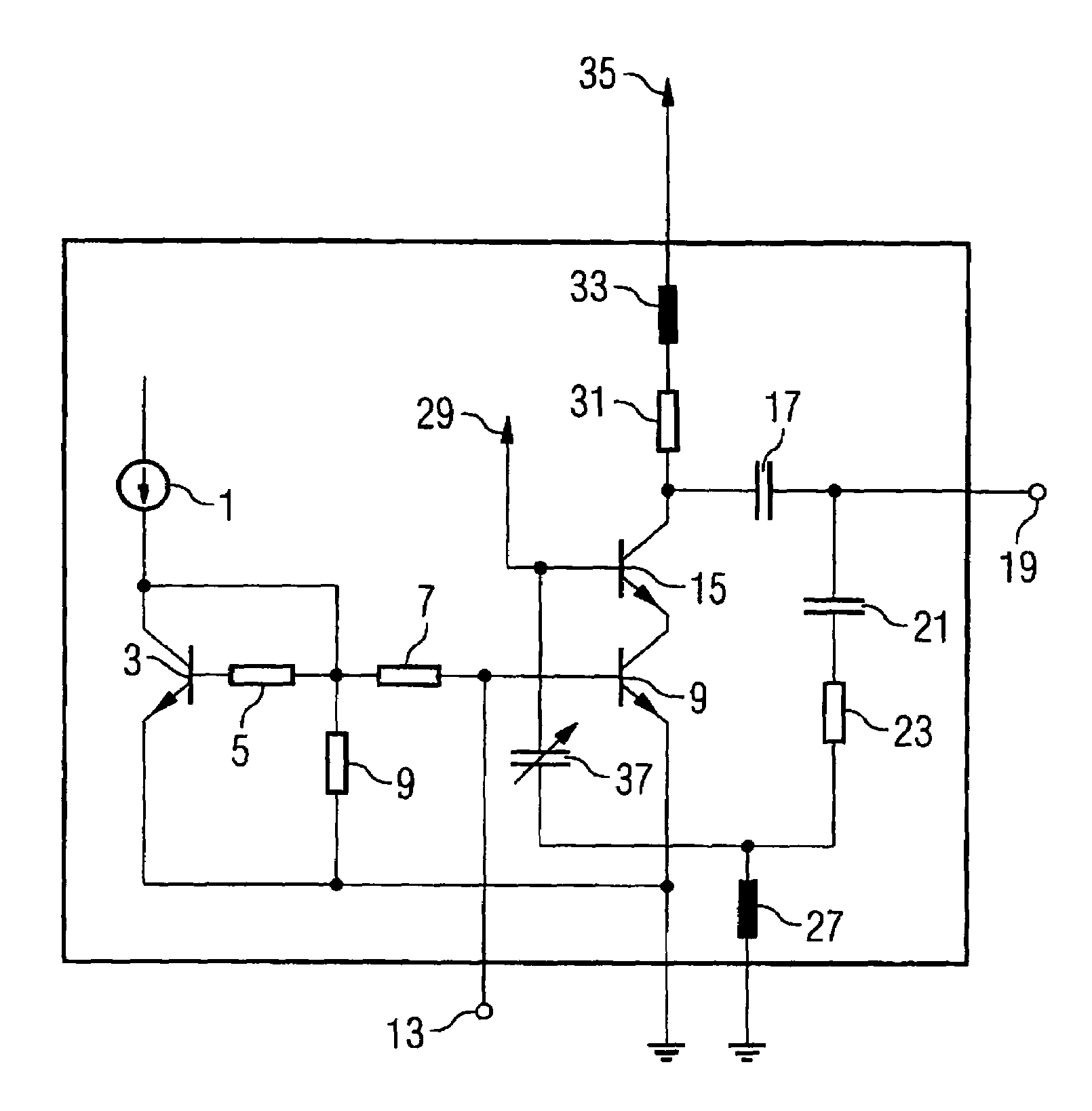 Amplifier circuit with reduced temperature dependence of the gain