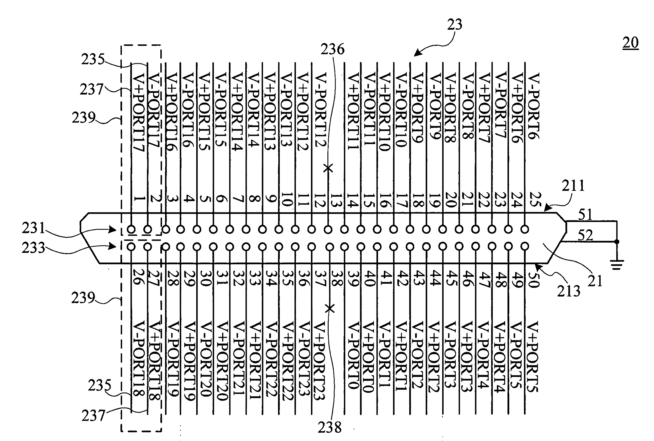 Connector for the network device