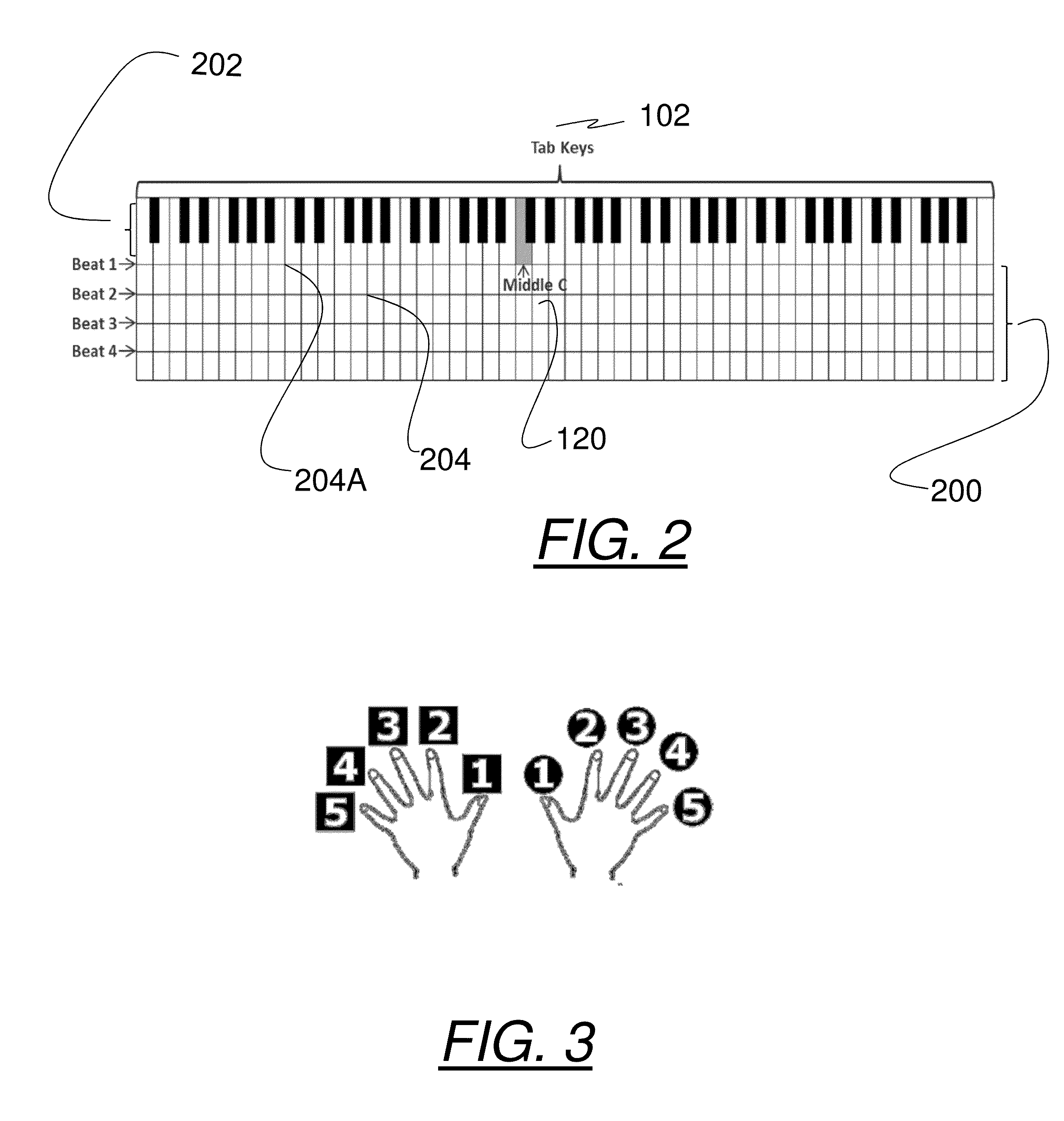 Piano tablature system and method