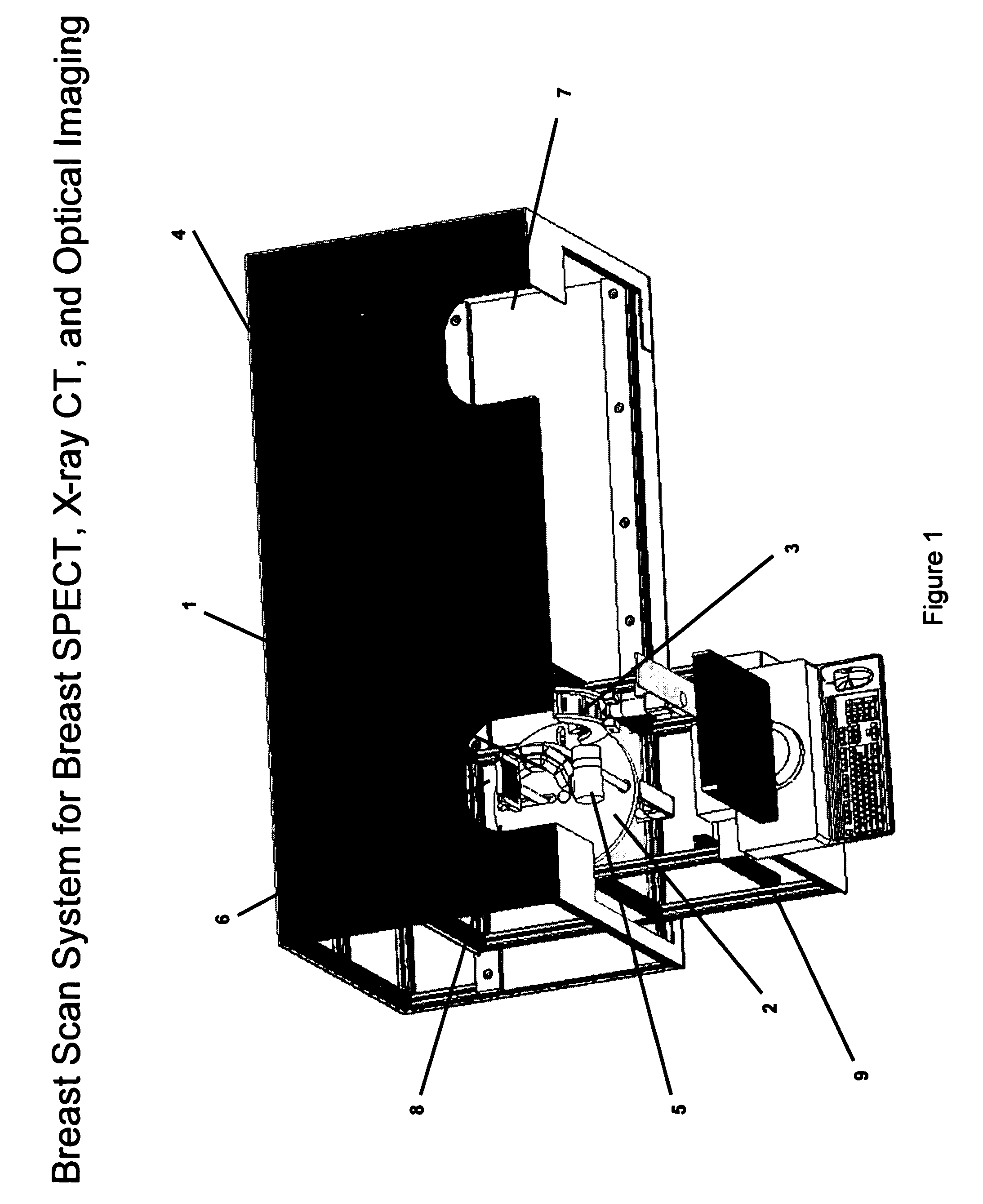 Breast diagnostic apparatus for fused SPECT, PET, x-ray CT, and optical surface imaging of breast cancer