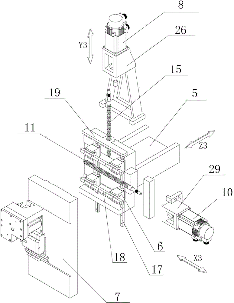 Cross-shaped sliding block third axis group mechanism of Swiss-type turning-milling machine tool