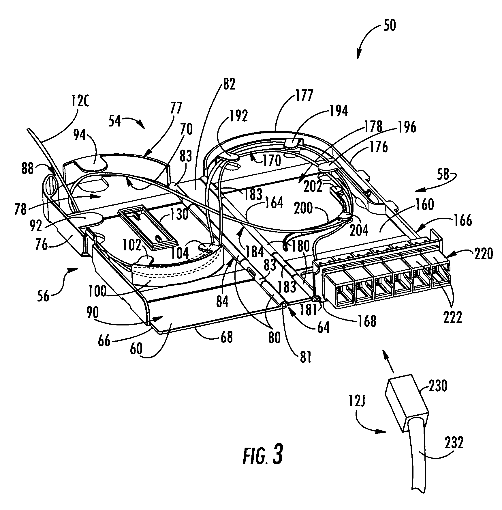 Compact, high-density adapter module, housing assembly and frame assembly for optical fiber telecommunications