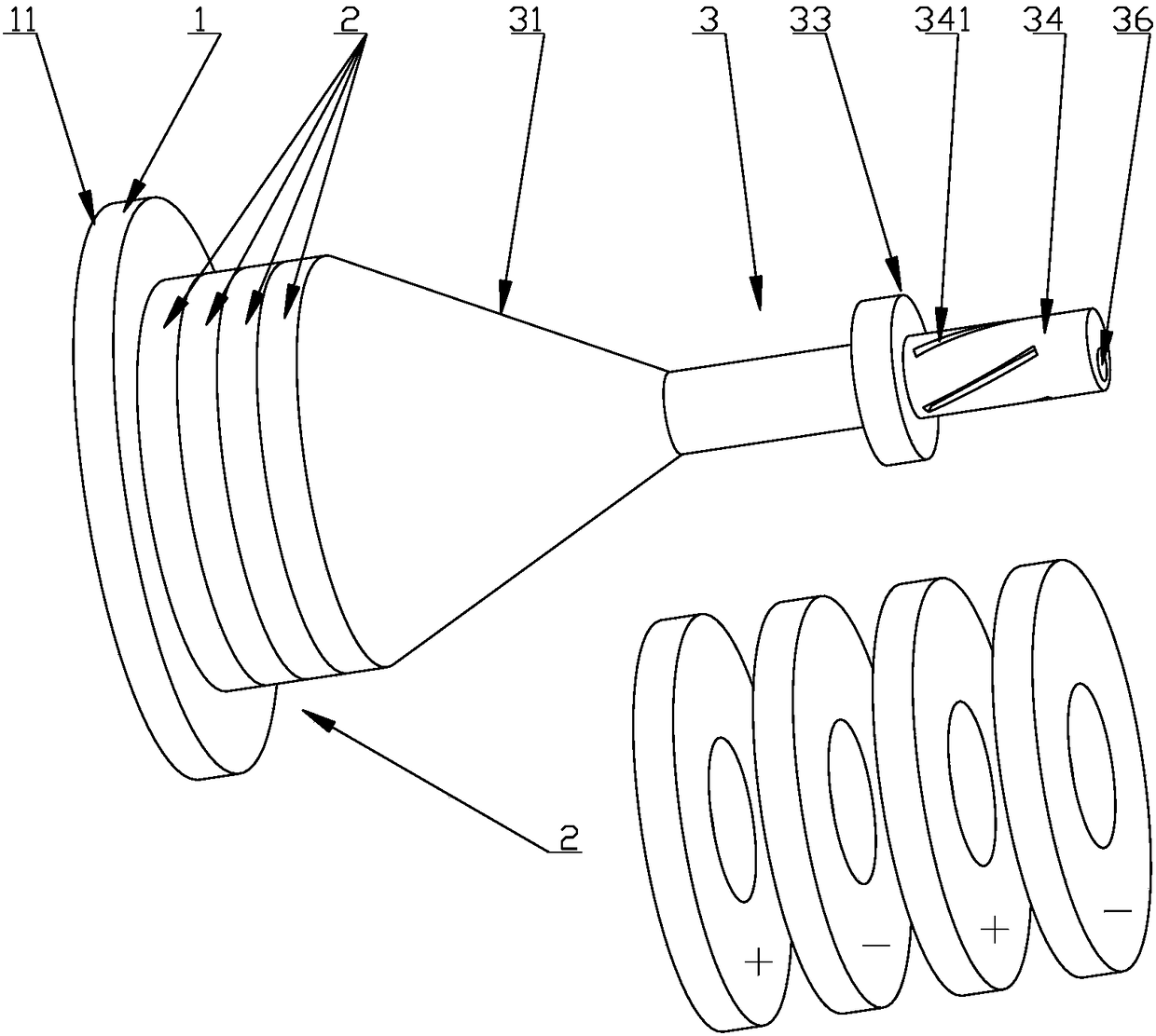 An ultrasonic wire drawing vibrator with a single drive to achieve orthogonal composite vibration