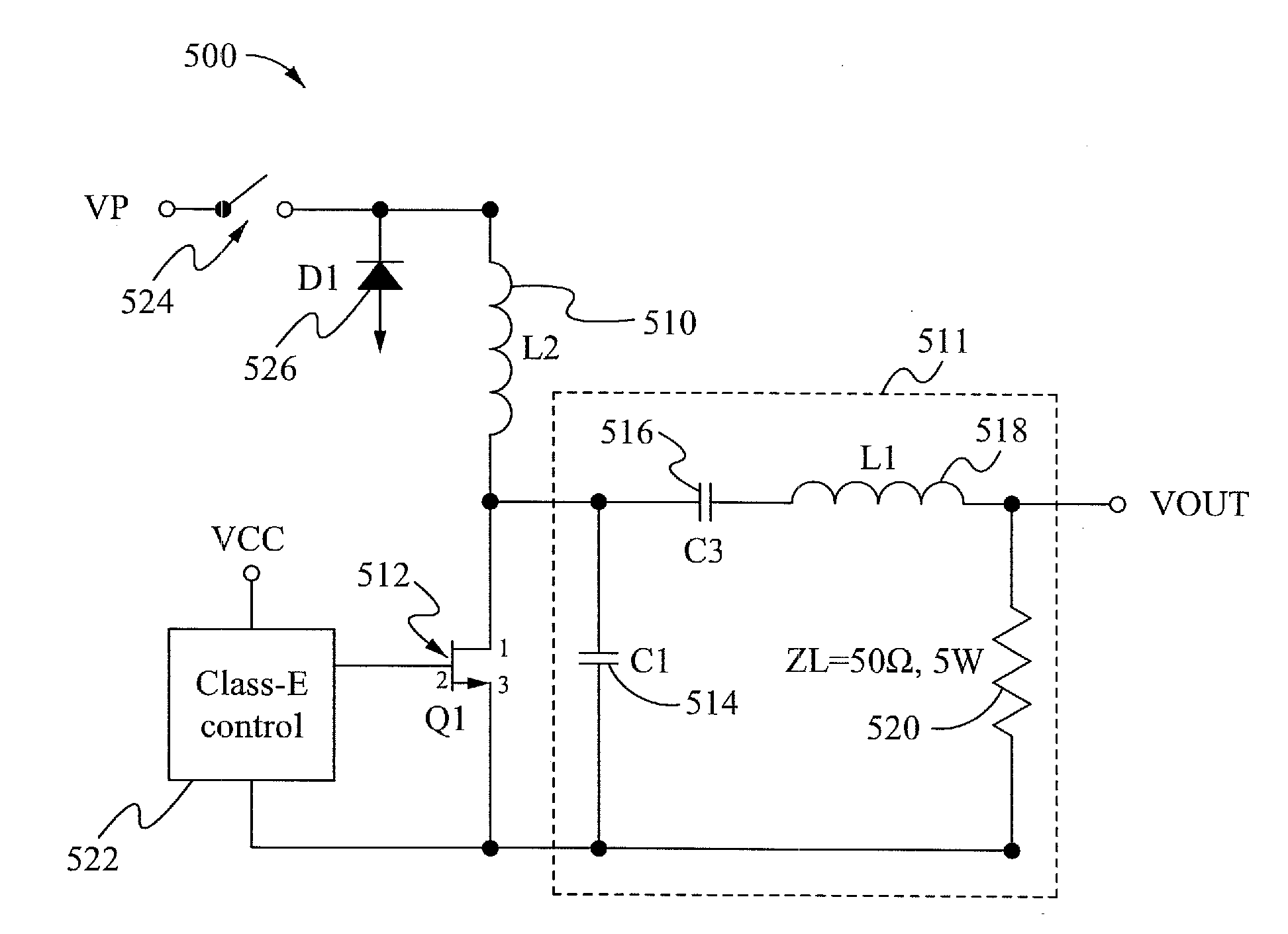 Efficient power regulation for class-e amplifiers