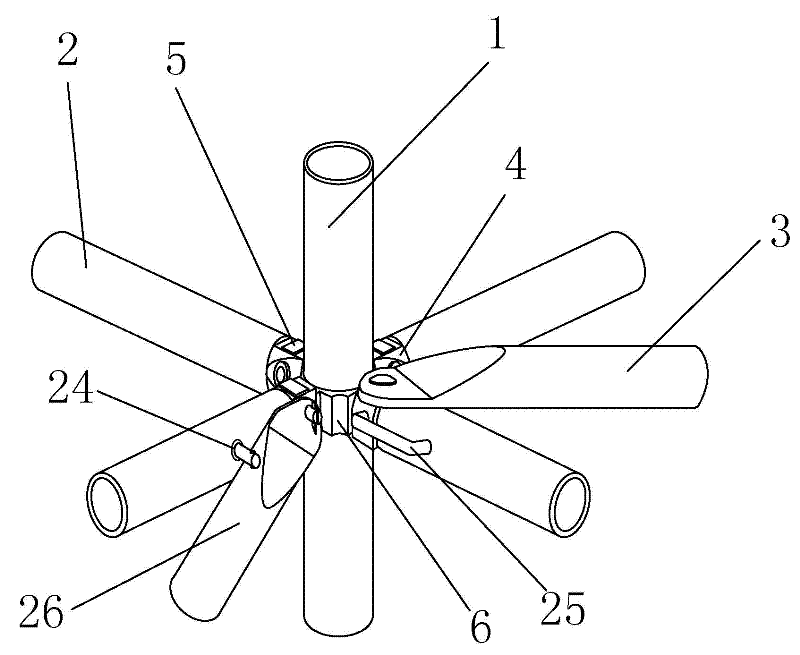 Connecting member of socket and spigot type tenon-mortise self-locked steel pipe scaffold